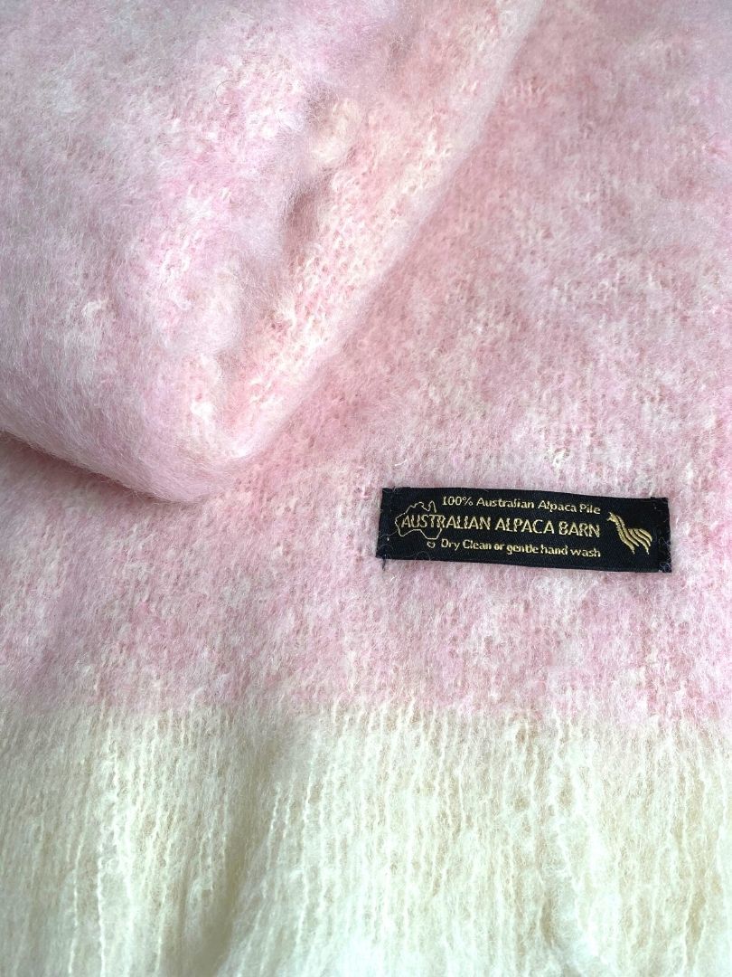 Alpaca Brushed Throw  Coconut Ice - 2