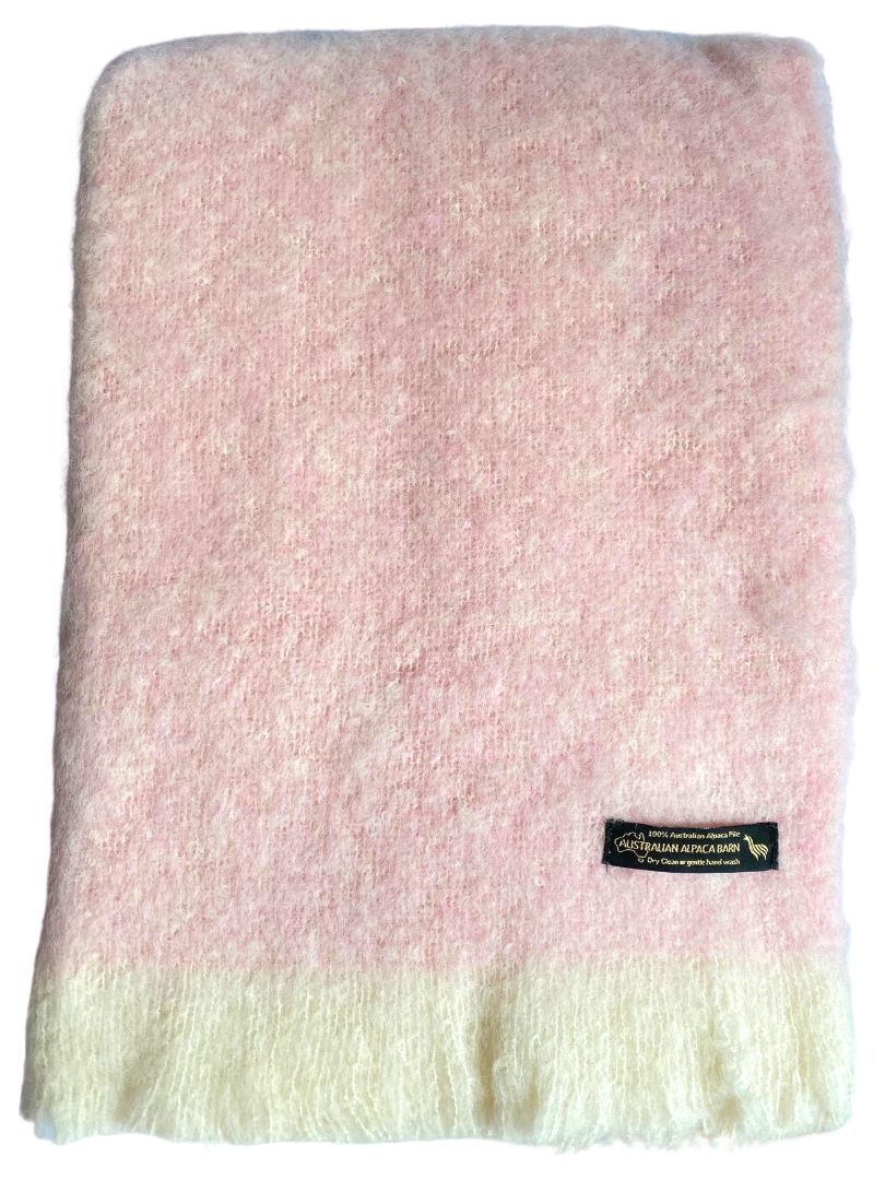 Alpaca Brushed Throw  Coconut Ice - 3