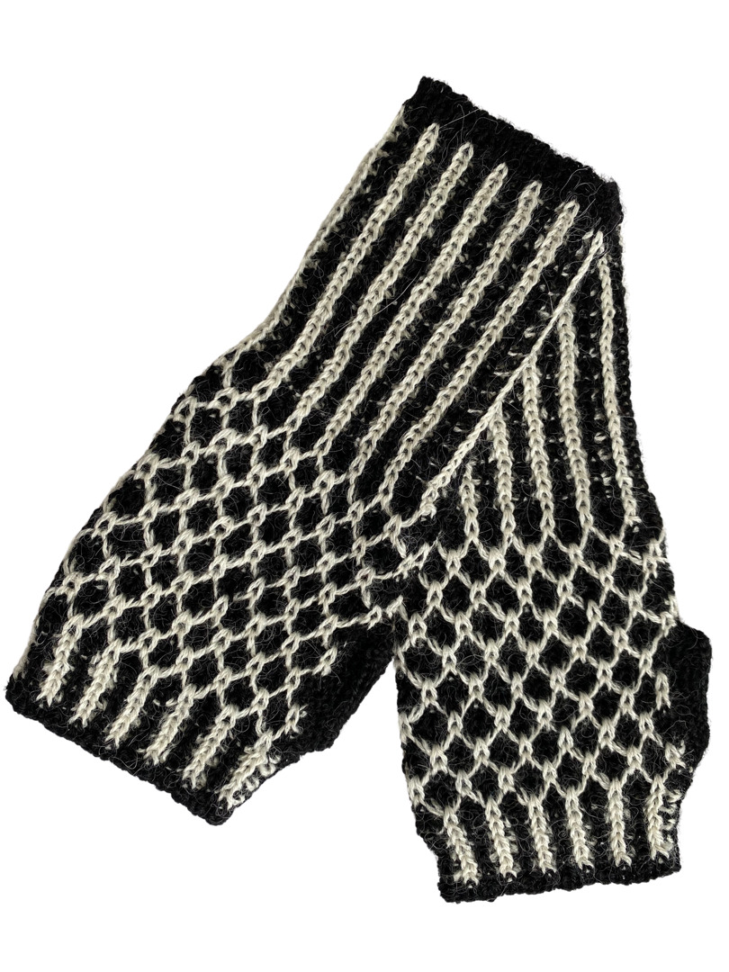 Nogal Fingerless Gloves/Wrist Warmers - Black/White - 1
