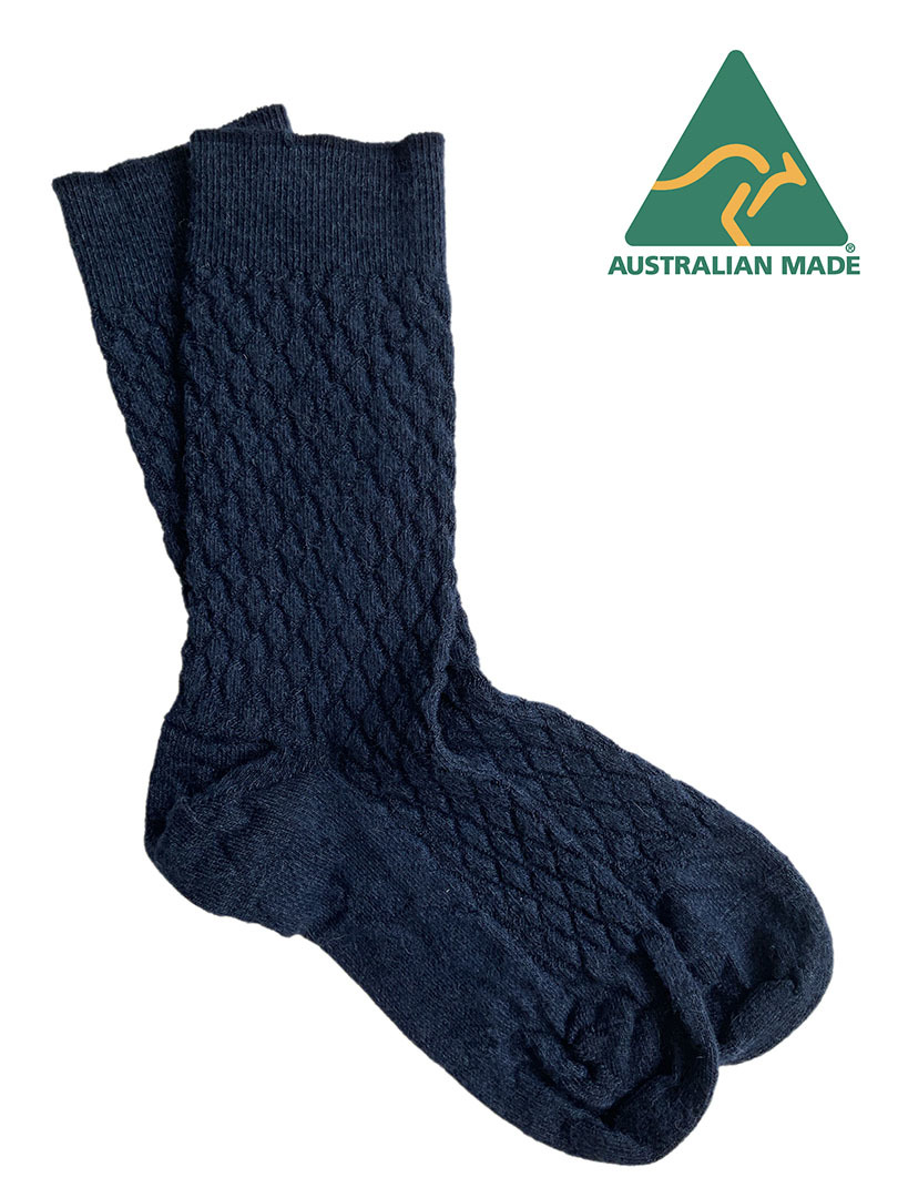 Alpaca Quilted Comfort Sock - Navy - 2