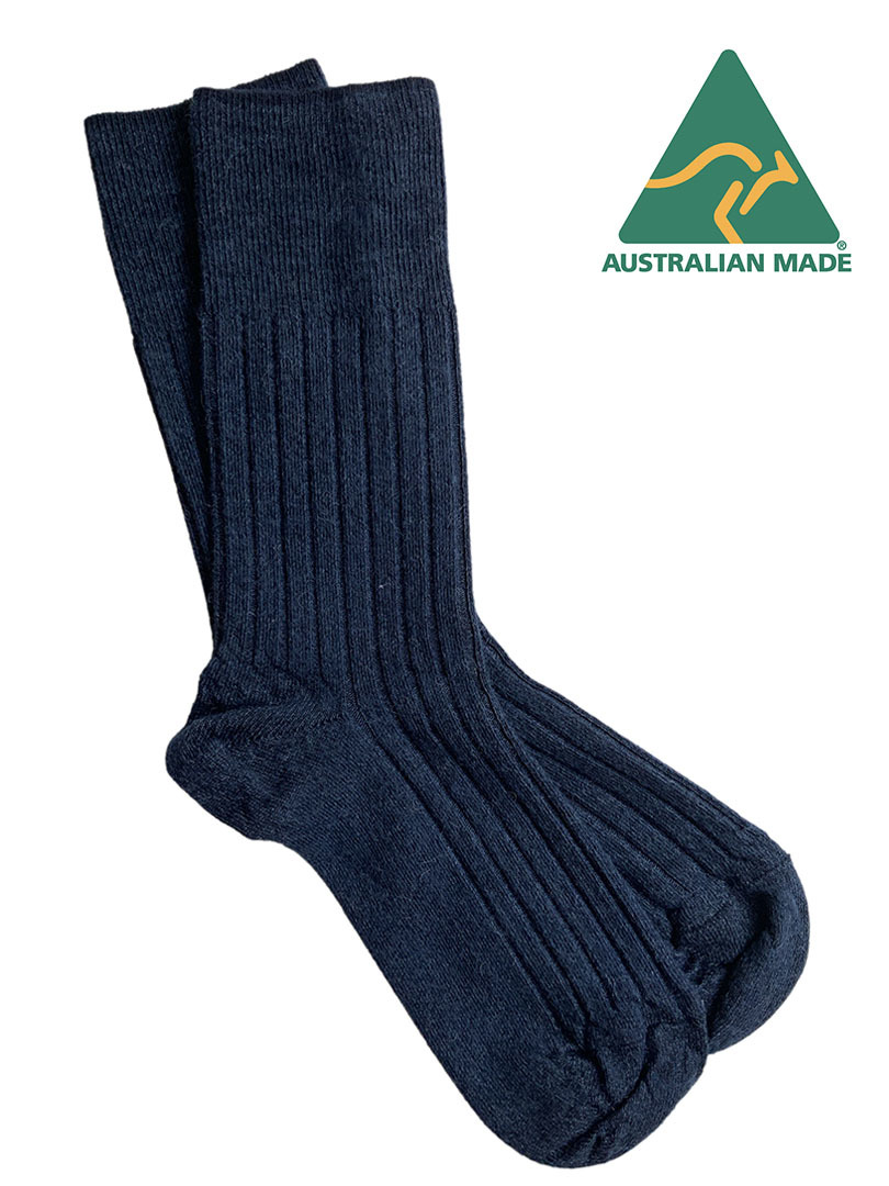 Alpaca Ribbed Comfort Sock - Navy - 2