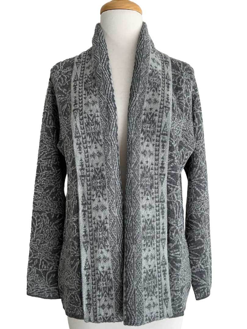 Abstract Jacquard Cardigan Silver/Charcoal - 1