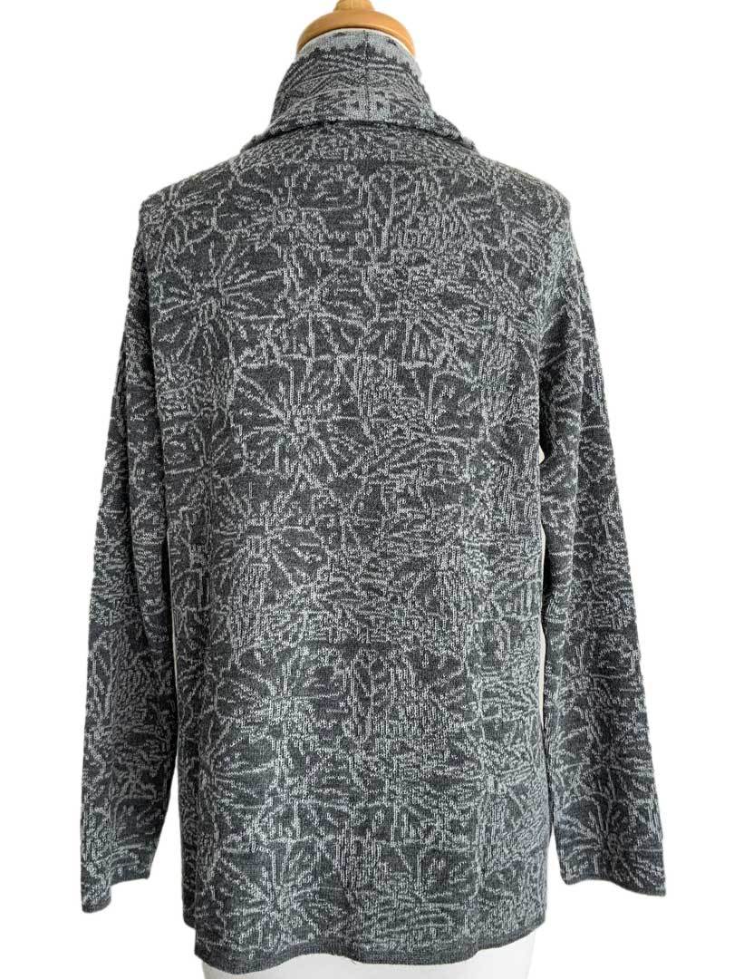 Abstract Jacquard Cardigan Silver/Charcoal - 2