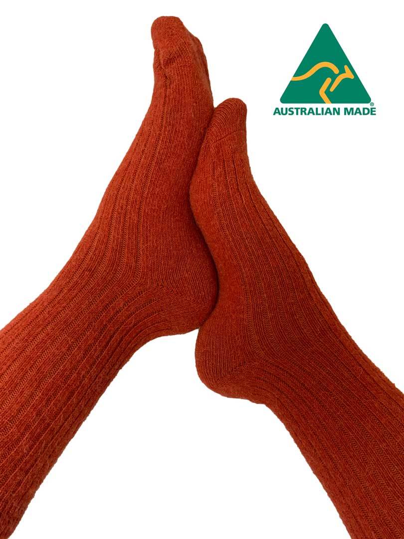 Alpaca Thick Comfort Sock - Terracotta - 1