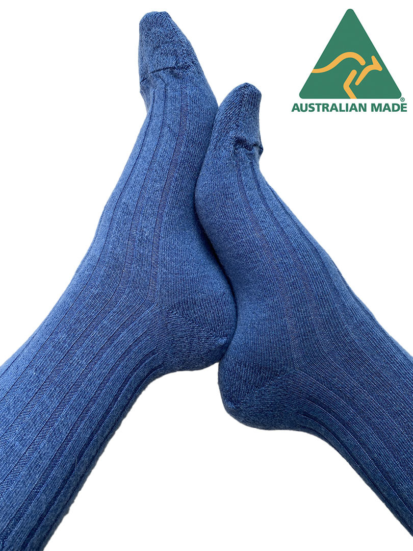 Alpaca Ribbed Comfort Sock - Denim - 1