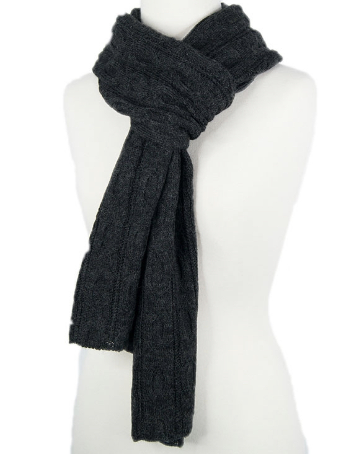Amelia Knitted Cable Scarf Charcoal - 1