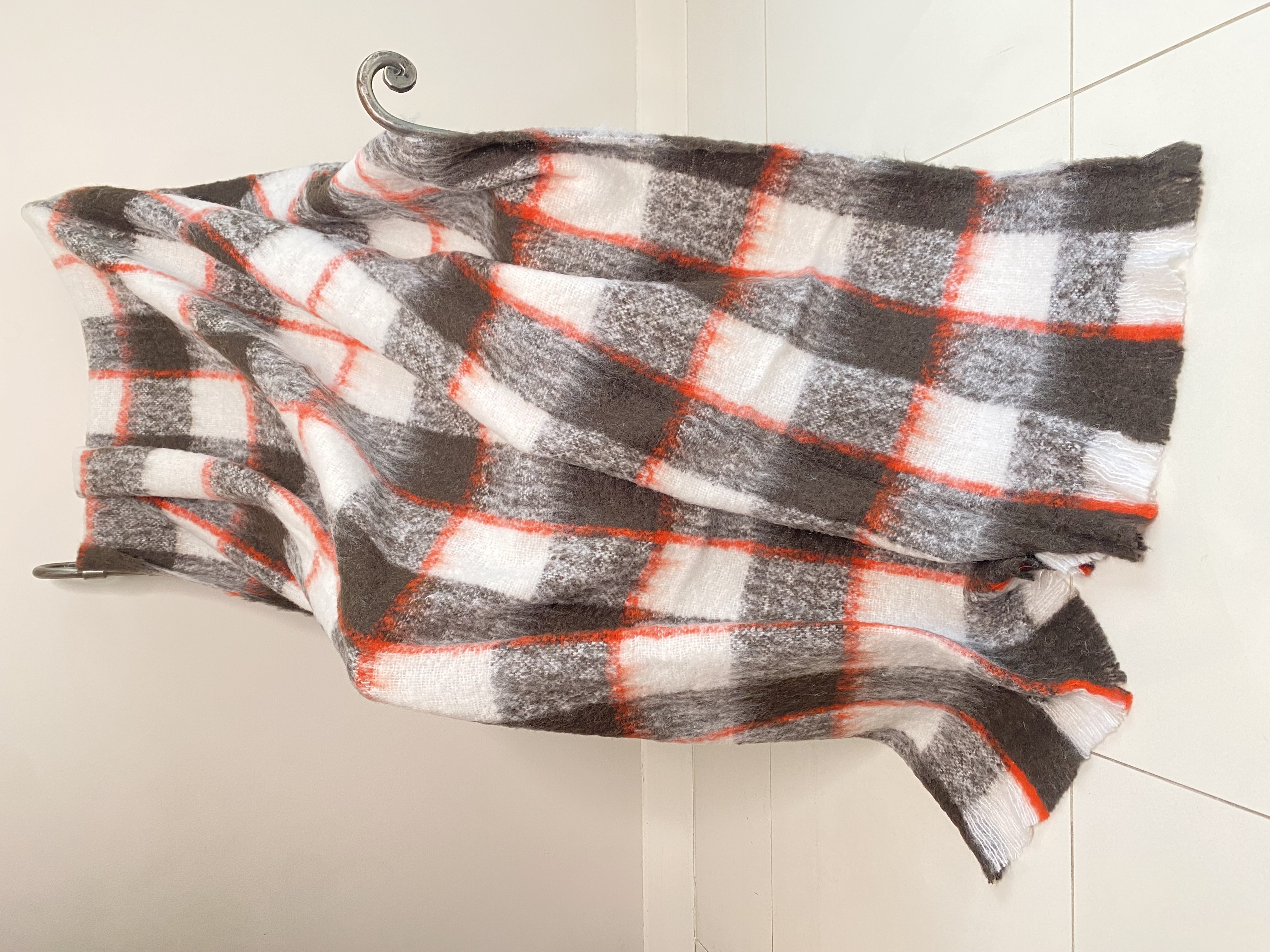 Natural Alpaca Brushed Throw - Brown/Red Check - 1