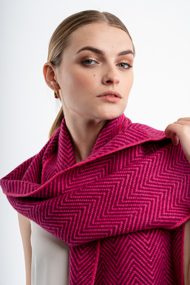 Bicolour Zig Zag Scarf - Pink - 2