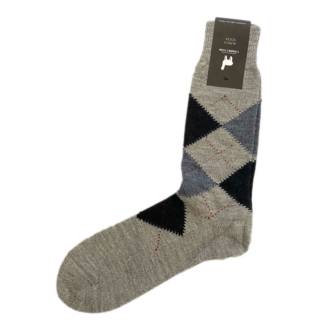 Argyle Sock - Grey Heather - 1