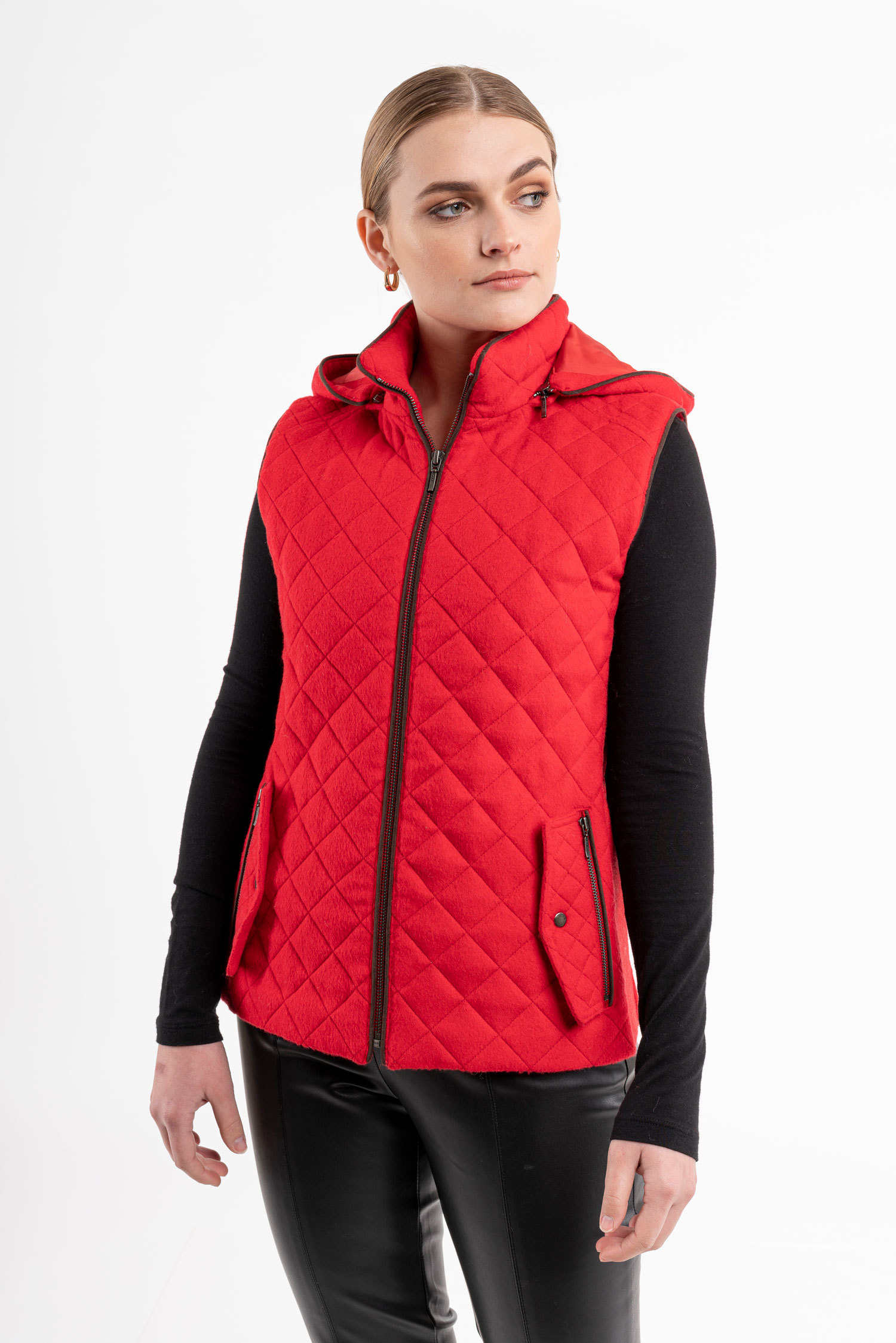 NEW - Ladies Quilted Vest - Red - 2
