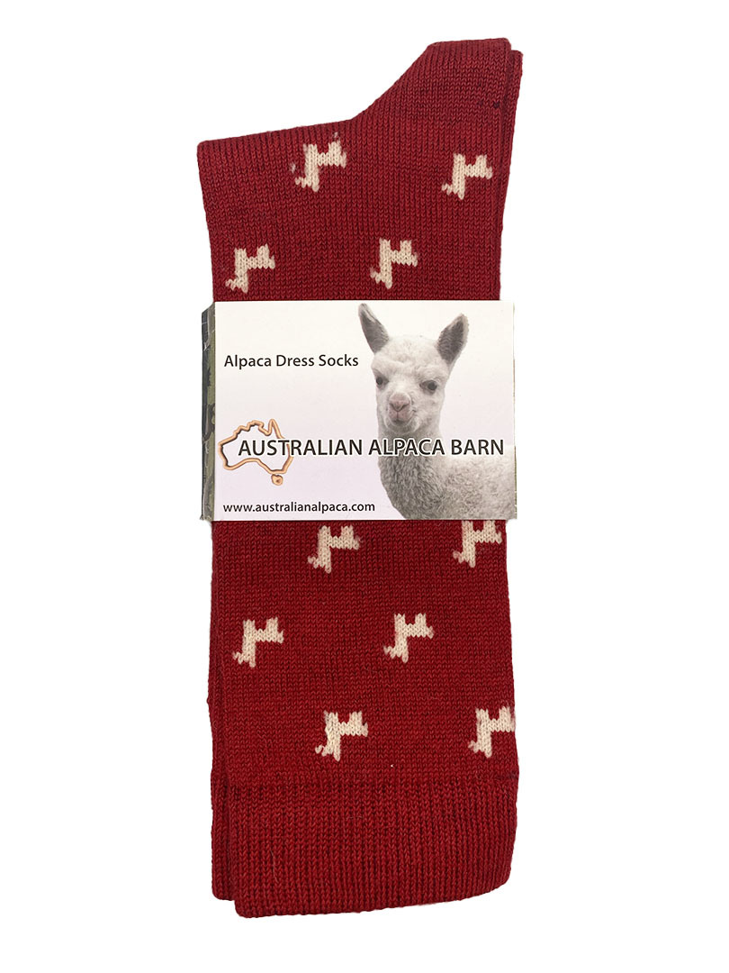 NEW - Alpaca Dress Socks - Red Alpaca - 3