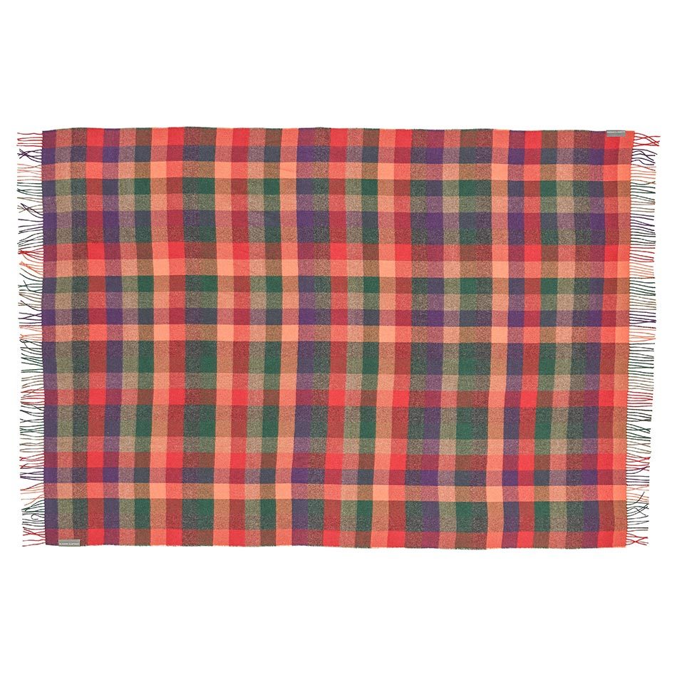 NEW - 100% Baby Alpaca Amanda Throw - Red/Dark Purple Check - 2