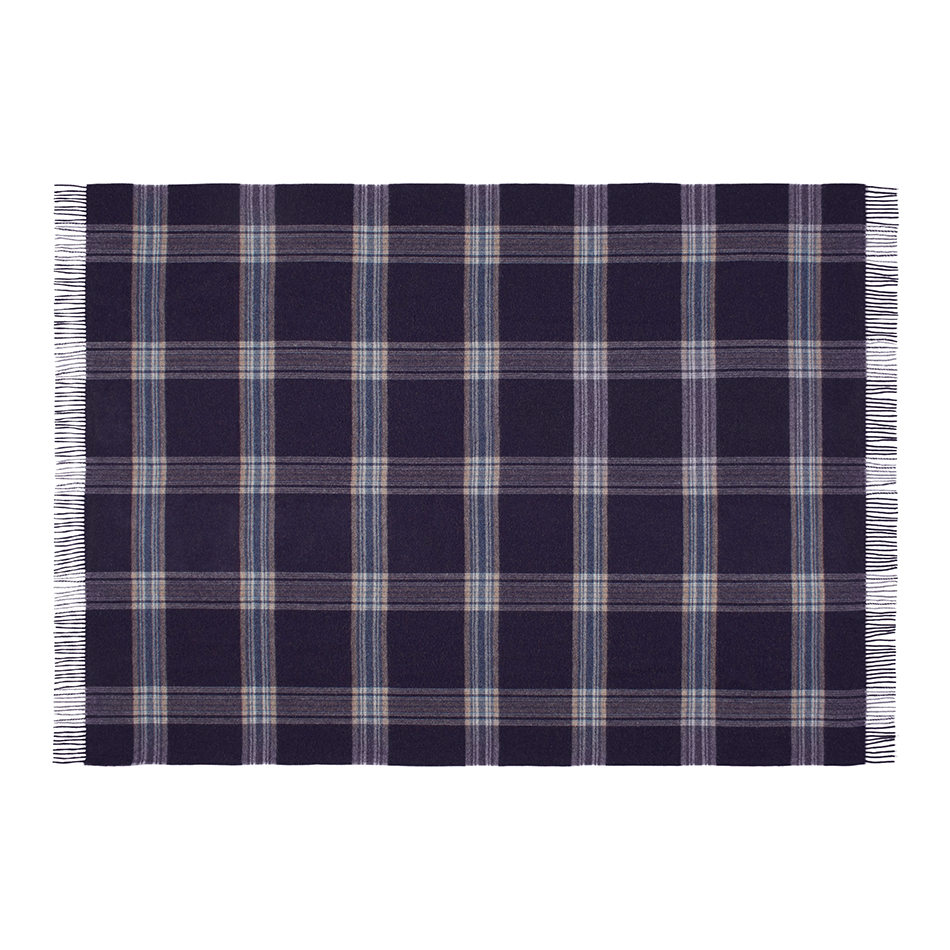 NEW - 100% Baby Alpaca Buenos Aires Throw - Blue Check - 2