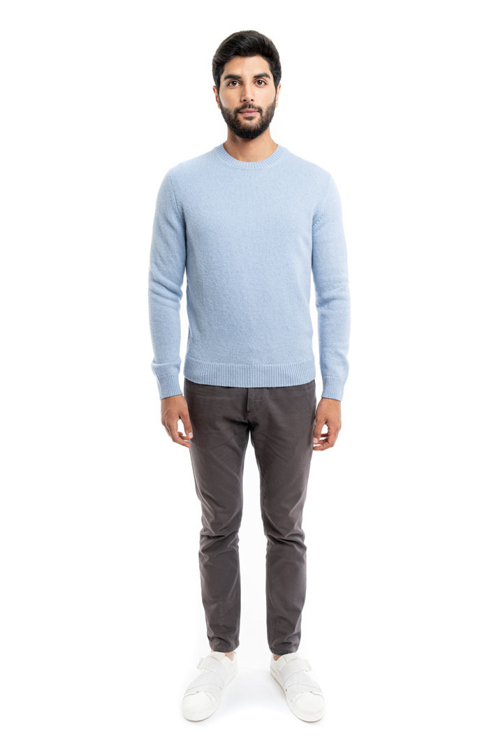 NEW - Classic Round Neck Sweater - Sky Blue - 2