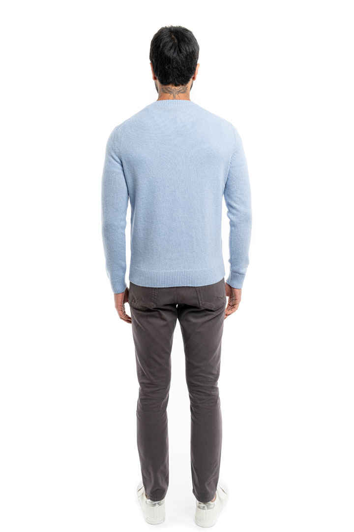 NEW - Classic Round Neck Sweater - Sky Blue - 3