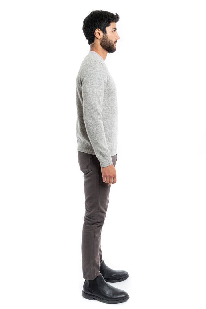 NEW - Classic Round Neck Sweater - Grey - 3