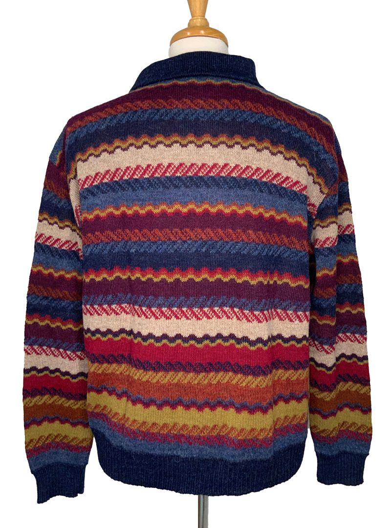 NEW -100% Alpaca Striped Zip Collar Sweater - Julian - 2