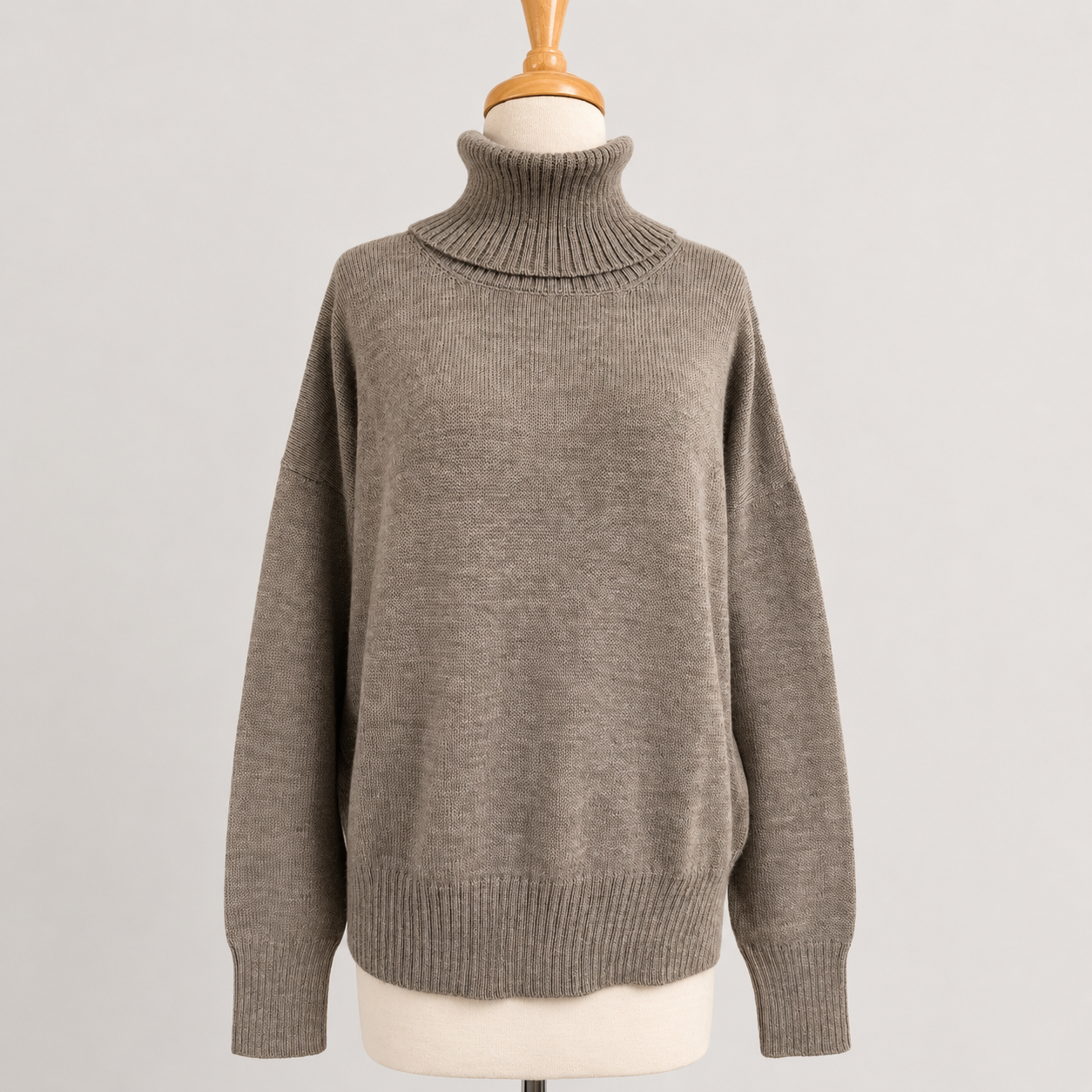 Turtle Neck Drop Shoulder Sweater - 2
